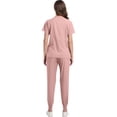 thumbnail image 5 of Scrubs For Women Set Crewneck 2 Pockets Short Sleeve Scrub Top & Elastic Waist Jogger Pants Wrinkle Resistant Soft Simplicity Nurse Uniform Pink 2XL, 5 of 6