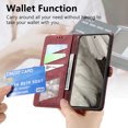 thumbnail image 5 of Mantto Case for Google Pixel 8, Zipper Wallet Card Holder Flip Stand Premium Leather Case with Removable Wristlet Strap, RFID Blocking Magnetic Closure Case for Google Pixel 8, Red, 5 of 12
