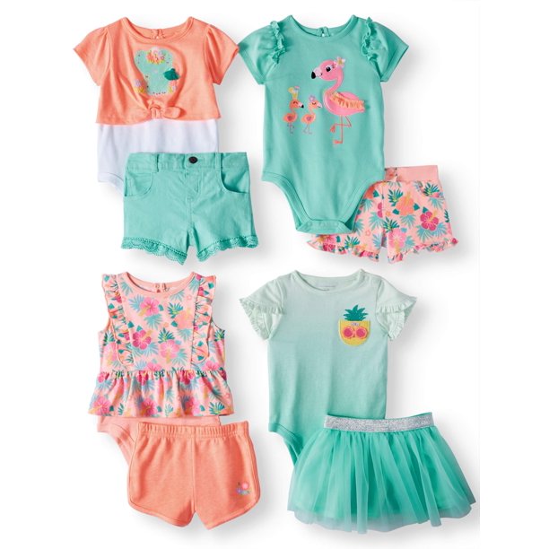 Garanimals Baby Girl Mix & Match Outfits KidPack Gift Box, 8pc Set