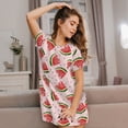 thumbnail image 6 of Salouo Hand Drawn Watermelon Print Short Sleeve Sleepshirt for Womens Comfy Nightgown Scoopneck Cute Nightdress Ruffle -Large, 6 of 7