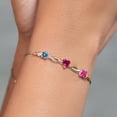 thumbnail image 4 of 925 Silver and 10K Yellow Gold Persian Blue Moissanite Red Created Ruby Pink Mystic Topaz and Lab Grown Diamond Tennis Bracelet for Women By Keren Hanan (2.26 cttw, Adjustable up To 9 inch), 4 of 4