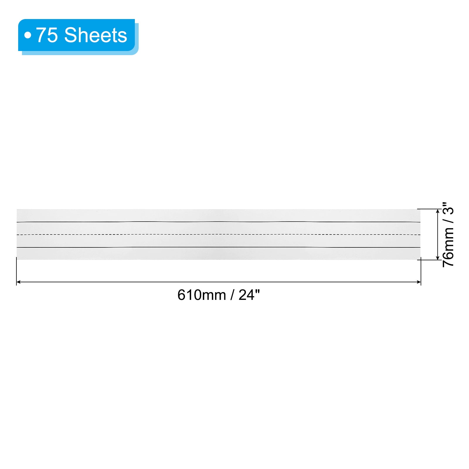 Uxcell 75 Sheets Ruled Sentence Strips, 3" x 24" Cardstock 250GSM Writing Paper Blue Red Lined for Classrooms, White