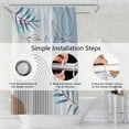 thumbnail image 4 of Abstract Mid Century Bathroom Shower Curtain Bohemian Eucalyptus Leaves Stripes Arch Light Blue Shower Curtain with Plastic hookss Waterproof Fabric Polyester Shower Curtain Home Decor, 72x72 Inch, 4 of 6