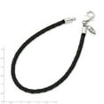 thumbnail image 3 of 925 Sterling Silver Reflections Black Leather Bead Chain Bracelet; 6.25 inch; for Adults and Teens; for Women and Men, 3 of 3