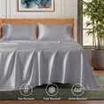 thumbnail image 5 of U by Bedsure 100% Rayon Derived from Bamboo Queen Sheet Set, 4 Piece Cooling 16" Deep Pocket Soft Bed Sheets, Silver Gray, 5 of 9