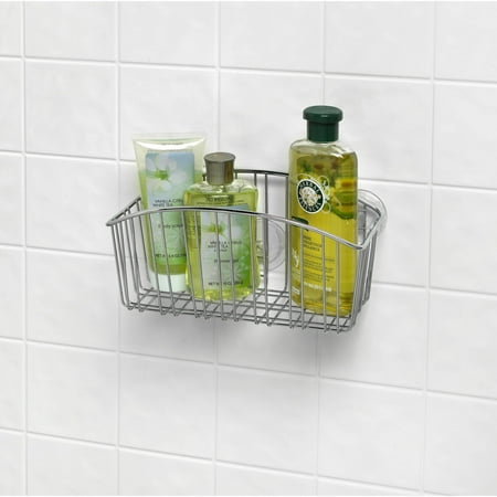 Spectrum Contempo Suction Shower Basket Medium, Stainless Steel