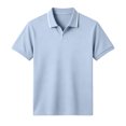 thumbnail image 4 of Men Polos Shirt Short Sleeve V Neck Lapel Vintage T Shirts Causal Loose Fashion Breathable Golf Tees (4XL, Sky Blue), 4 of 8