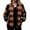 Orange, variant on Plaid Jacket for Women Casual Zip up Long Sleeve Baggy Outwear Coat Fall Trendy Loose Tops with Pockets