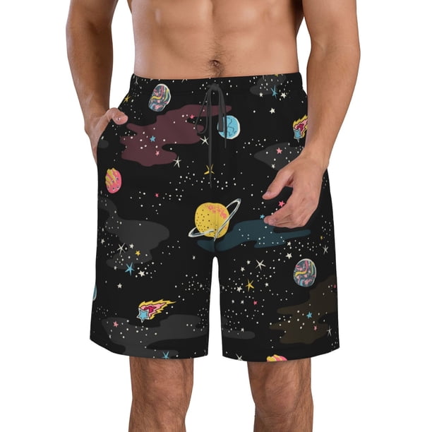Fotbe Galaxy Trajes de Baño Estampados para Hombre, Shorts de Verano de Secado Rápido, Ropa de Playa, Bañadores-Large