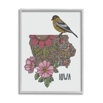 Stupell Industries Iowa Mandala Pattern State Graphic Art Gray Framed Art Print Wall Art, Design by Valentina Harper