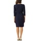 thumbnail image 3 of Vestido envolvente Inspire Chic para mujer, con mangas 3/4, escote en V, elegante y casual, vestido midi para invitadas de boda, talla XL, azul oscuro, 3 of 6