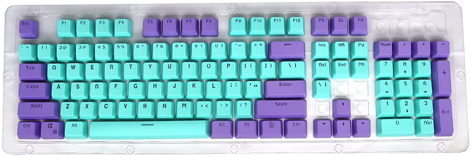 purple and cyan keycaps