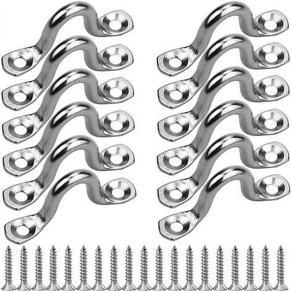 Multi-Use Suspension Installations Eye Straps, Footman's Loop Compact And Easy Install For Stainless Steel Bimini Boat Top Pad Eye, Outdoor Hanging Hardware, 12 Pieces