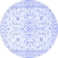 thumbnail image 1 of Ahgly Company Machine Washable Indoor Round Medallion Blue Traditional Area Rugs, 7' Round, 1 of 4