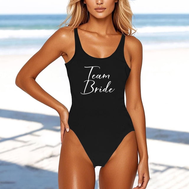 WILLBEST Traje de Baño para Mujer, Bañador con Estampado de Letras, Bikini Sexy, Bañador Sin Mangas y Sin Espalda