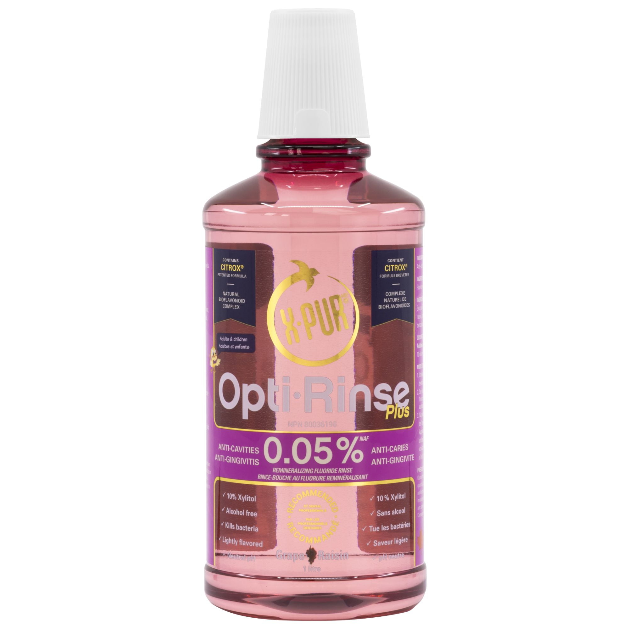X-PUR Opti-Rinse Fluoride Mouthwash, 0.05% Fluoride, Alcohol-Free