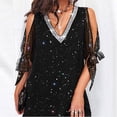 thumbnail image 1 of Lady Collision Stitching Chiffon Party Dress Spring Women Long-Sleeve Dress Sexy V-Neck Off-Shoulder Sequin Mesh Sleeve DressS Gao Jinjia LED, 1 of 2