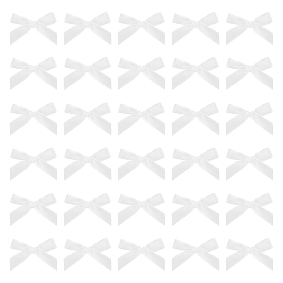 Uxcell 200 Pcs Mini Ribbon Bow 1.8 Inch Mini Fabric Satin Ribbon Flower Bows for Craft DIY Sewing Wedding Birthday Party White