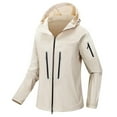thumbnail image 1 of FAVIPT Manteau Grande Taille pour Femmes à Manches Longues, Vestes Unies à Cordon, Fermeture Éclair Complète, Imperméables, Protection Solaire, Imperméables avec Capuches 2025 Kaki, TTTTG, 1 of 7