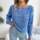 thumbnail image 4 of Top Informal Para Mujer, Poliéster De Moda Para Mujer, Otoño Invierno, Manga Larga, Lavable A Máquina Para Oficina ANGGREK Azul M, 4 of 7