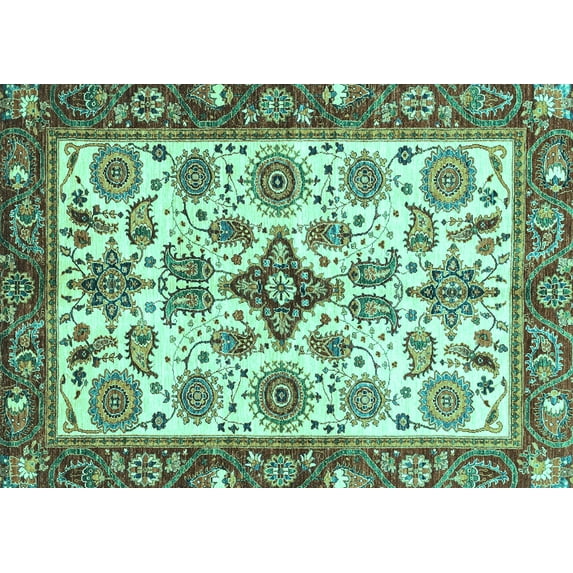 Ahgly Company Indoor Rectangle Abstract Turquoise Blue Modern Area Rugs, 6' x 9'