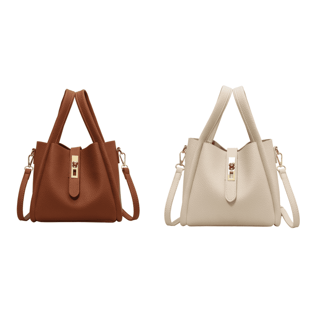Bolso Tipo Cubo para Mujer Hombro Sólido Bandolera Cuero PU El (marrón)