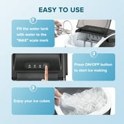 Havato Countertop Ice Maker, 9 Bullet Ice Cubes in 6 Mins, 26lbs/24H, w/ Scoop & Basket, Matte Black