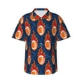 thumbnail image 2 of Picia American Football and Fire Flames Gentle Cotton Regular Fit Short Sleeve Casual Hawaiian Shirt for Men-Small, 2 of 8