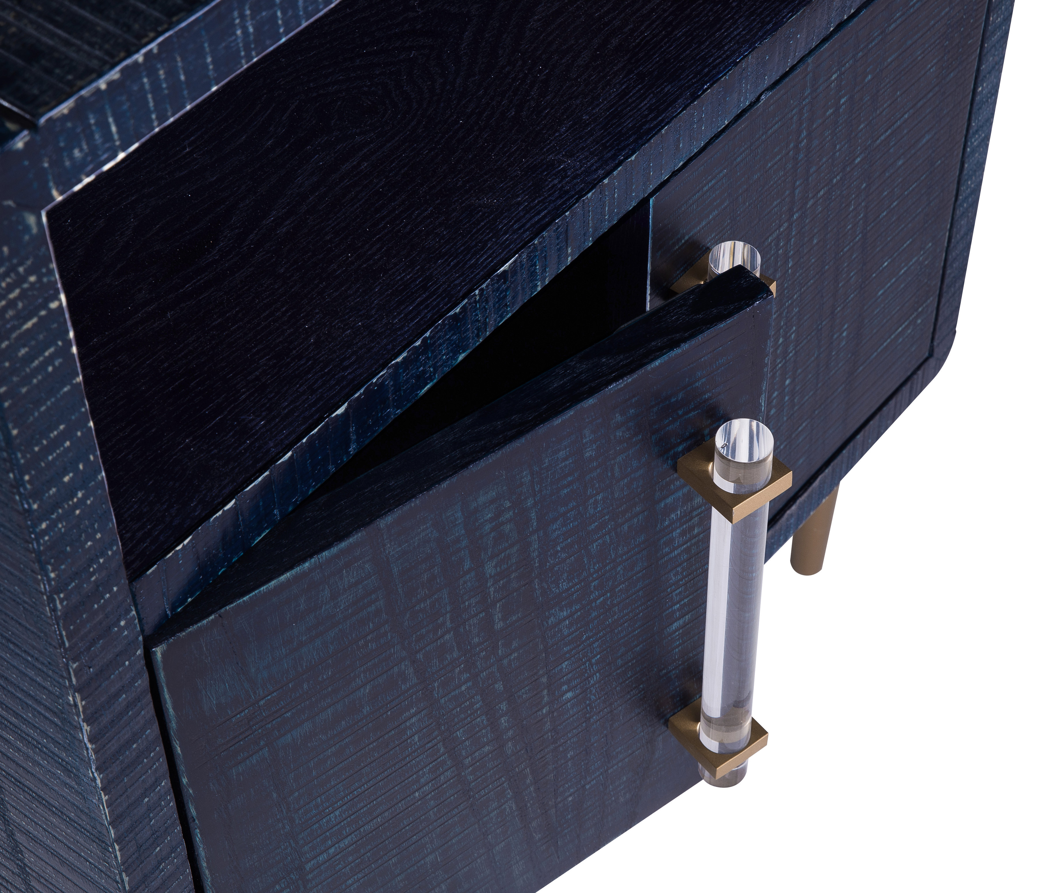 TOV Furniture Marco Textured Indigo Finish Side Table with Brass Legs - image 2 of 9