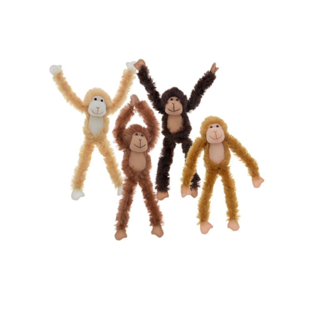 Set Of 4 Fuzzy Friends Plush Monkey with Sticky Hands Furry Stuffed Animal 