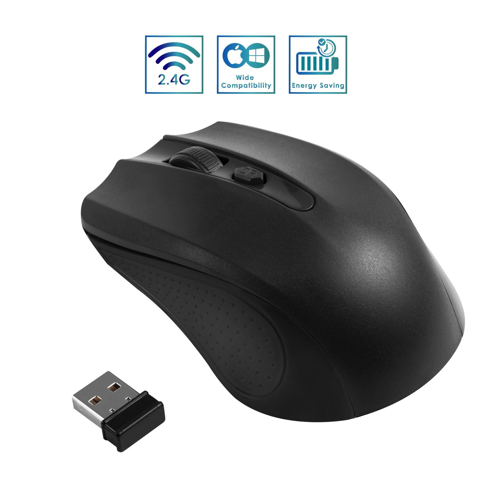 2.4G Wireless Mouse Nano USB Receiver, Portable USB Cordless Optical ...