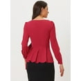 thumbnail image 4 of DARING DIVA Women's V Neck Irregular Hem Belted Peplum Blouse XS Red, 4 of 6