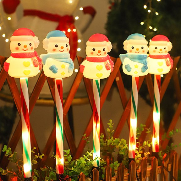 Solar Christmas Pathway Lights Decorations Outdoor 5 Pack LED Snowman Stake Lights Christmas Decorations, Waterproof Solar Walkway Landscape Light for Xmas Patio Yard Garden Porch Party Supplies