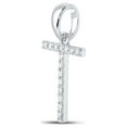 thumbnail image 2 of Macey Worldwide Jewelry 10k White Gold Diamond Initial T Letter Pendant 1/8 Ctw, 2 of 3