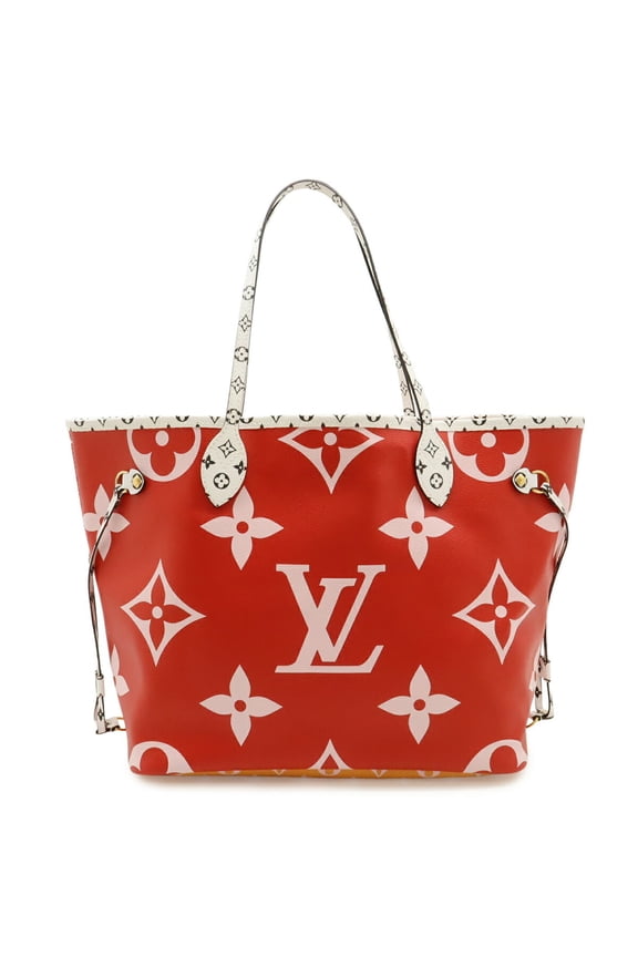 Pre-Owned LOUIS VUITTON Louis Vuitton Monogram Giant Neverfull MM Tote Bag Shoulder Red Pink...