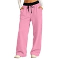 thumbnail image 5 of Mercatoo Girls Oversized Wide Leg Sweatpants Kids Baggy Swea𝐭 Pants Drawstrin𝐠 Waist Color Block Straight Leg Track Pants Trousers, 5 of 7