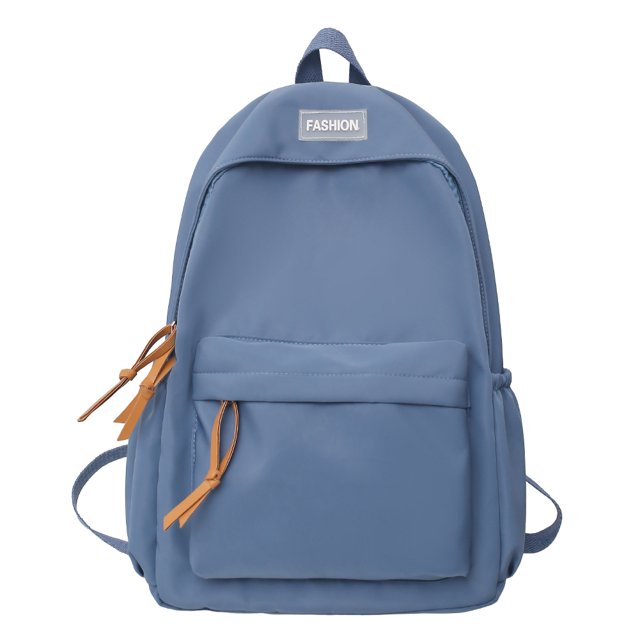 Mochila Nylon Moda Casual Color Caramelo Color Sólido Shopper Bolsa Azul