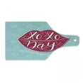 thumbnail image 1 of Xo Cutting Board, Woman Full Pink Lips with Hugs and Kisses Day Phrase Fashion Graphic Print, Tempered Glass Cutting and Serving Board, Wine Bottle Shape, Dark Coral and Seafoam, by Ambesonne, 1 of 1