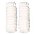 thumbnail image 1 of 2pcs Mooring Rope 1/2in Diameter 25FT Length Double Braid 1900LBS Working Load Limit Dock Line White, 1 of 14