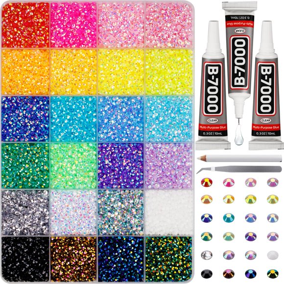 Kit de strass Worthofbest de 33.000 piezas, 3 mm, base plana, multicolor