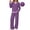 Purple, variant on UVN Fall 2 Peice outfit set for Women Color Block Tops and Wide Leg Pants Ladies Sweatsuit Casual Matching Set