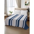 thumbnail image 2 of Navy Blue Grey Stripe California King Size Flat Sheet, Wrinkleproof & Fadeproof Cooling Flat Bed Sheet Only, Farmhouse Minimalist Striped Breathable Soft Bedding Top Sheets 108 x 98 Inches, 2 of 8