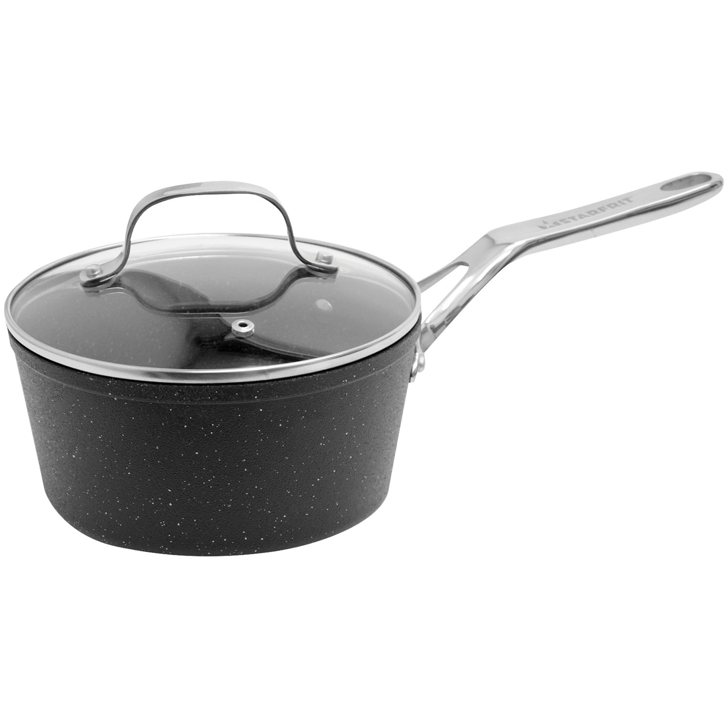 THE ROCK by Starfrit 10-Piece Non-Stick Aluminum Cookware Set with Stainless Steel Handles, Black, 060319-001-0000