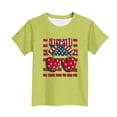 thumbnail image 6 of 4th of July Girls Patriotic Shirt American Flag Cherry Bow Graphic Tee Kids Independence Day Summer Top Mint Green,Size 5-6T, 6 of 6