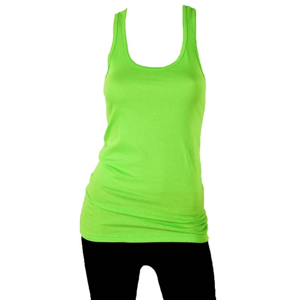 Sofra Sofra Women's 100 Cotton Racerback Tank TopSmallLime Green