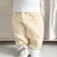 thumbnail image 3 of XinLfly Toddler Solid Color Trousers Kids Baby Boy Girl Cotton Linen Elastic Basic Harem Long Pants Bloomers Casual Joggers,Yellow,9M, 3 of 7