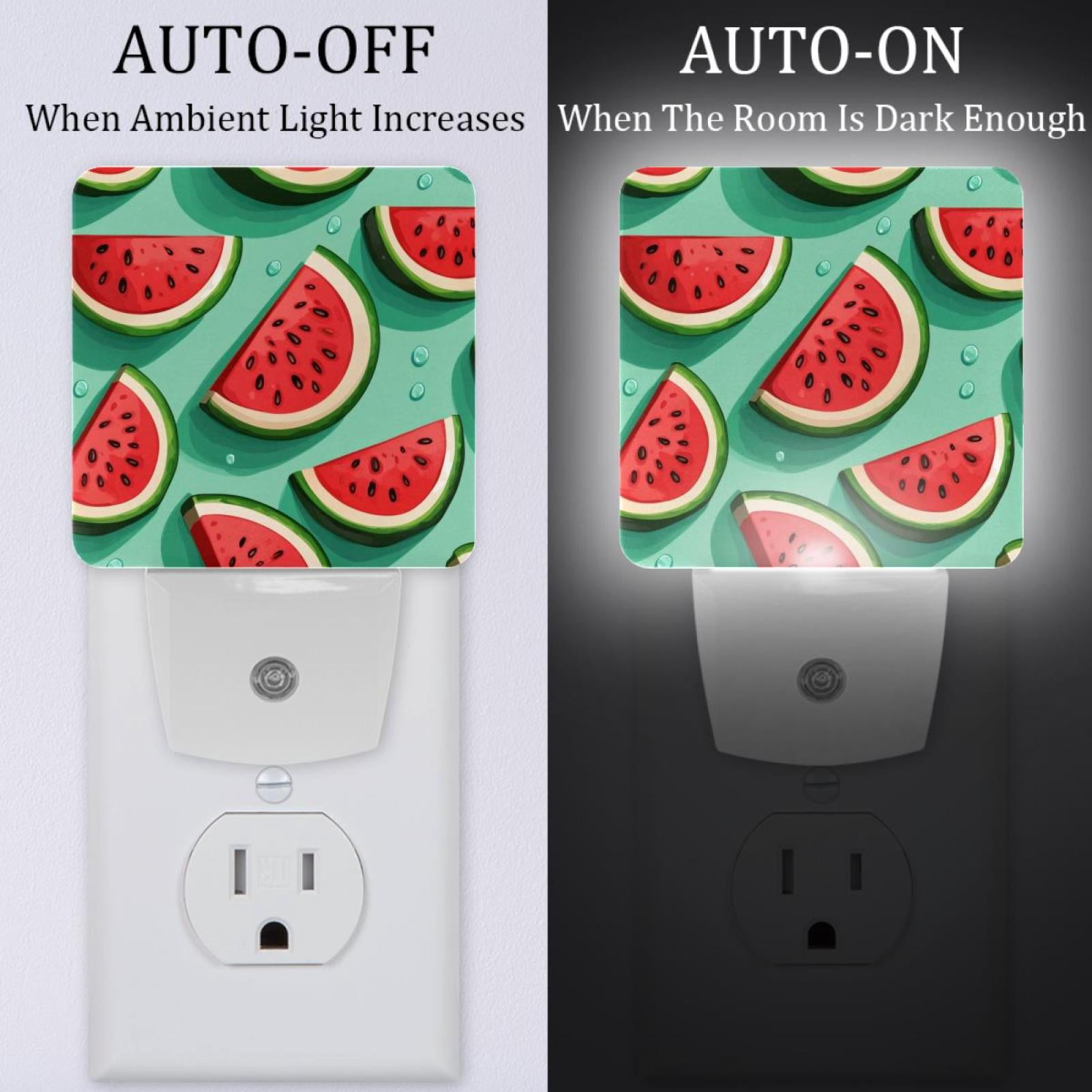 PhooArto Watermelon Patterns Plug in LED Night Light Auto Sensor Dusk to Dawn Decorative Night for Bedroom, Bathroom, Kitchen, Hallway, Stairs, Baby's Room, Energy Saving