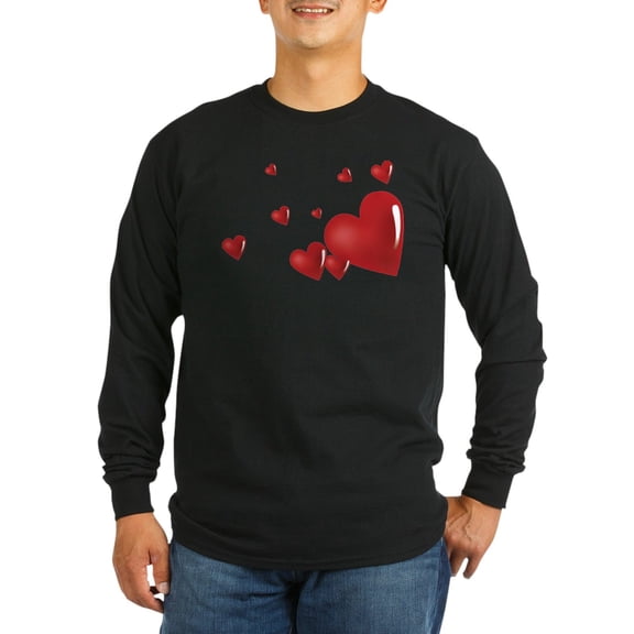 CafePress - Hearts Long Sleeve Dark T Shirt - Long Sleeve Dark T-Shirt