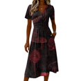 thumbnail image 4 of Womens Halloween Dresses Bat Pumpkin Short Sleeve Spooky Midi Dresses Witch Hat Ghost V Neck Funny Sundress, M, 4 of 5