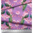 thumbnail image 2 of Soimoi Moss Georgette Fabric Floral & Peacock Bird Print Fabric by The Yard 42 Inch Wide, 2 of 3